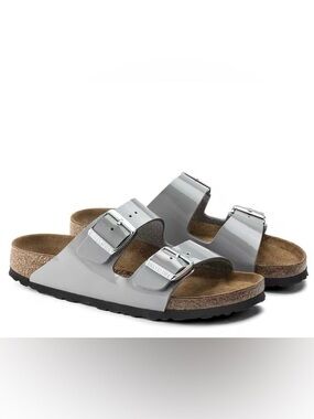 Birkenstock Arizona Alloy Patent Two-Strap Slide Sandal
